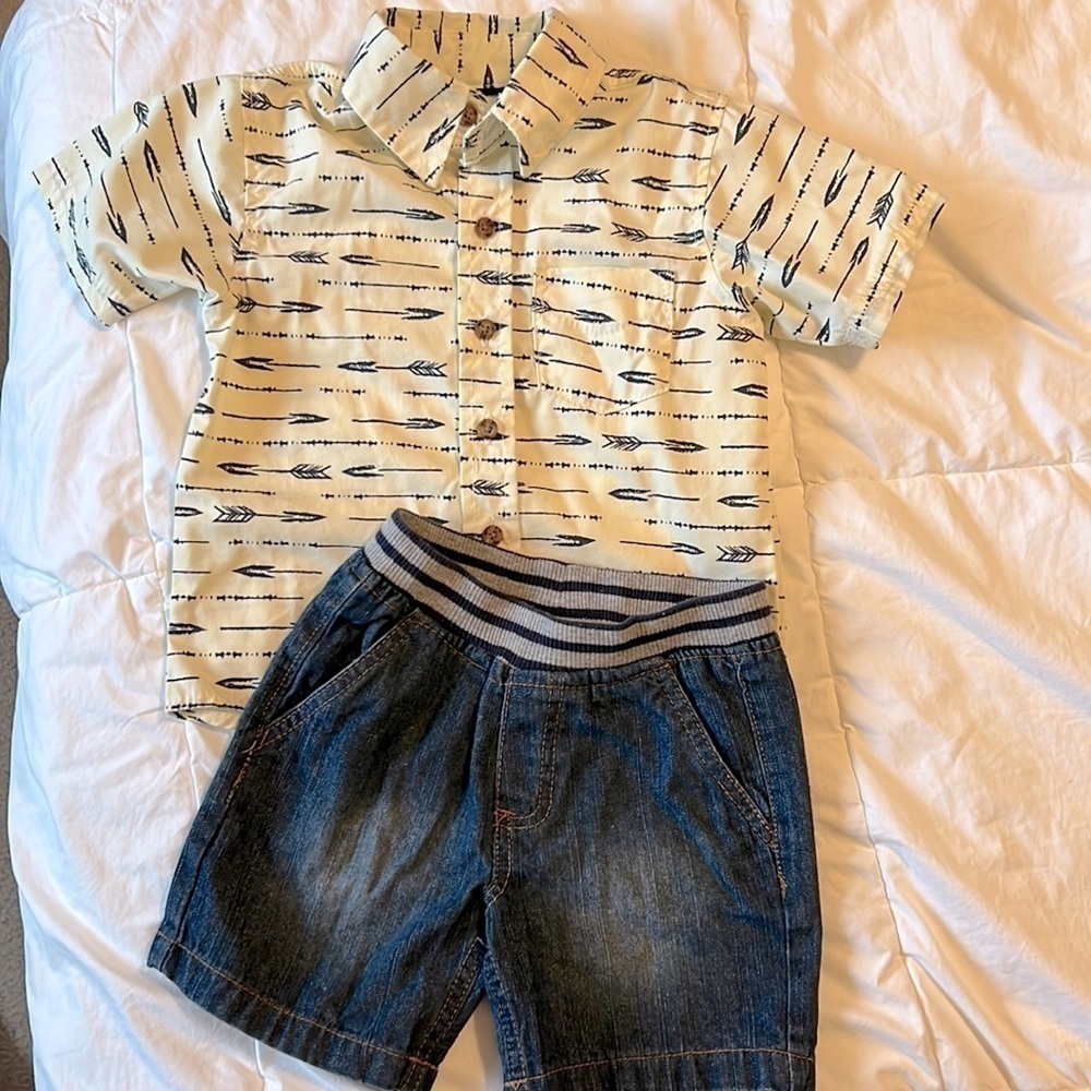 Collar Tee and Shorts Set